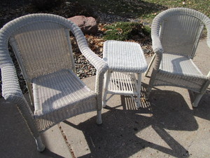 Wicker Table, Faux Wicker Chairs