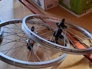 lot 935 image: Front Wheel with quick release spindle, Rear Wheel with Gear Drive Hub