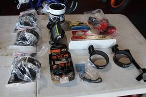 lot 383 image: Lot of (18) Assorted Bicycle Accessories - Leg Bands, Reflectors, Cup Holders and more