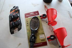 lot 487 image: Lot of (4) Bike Accessories - Anywhere Adapter, Blackburn Multi Mirror, Clamp-Mount Bottle Holders (x2)