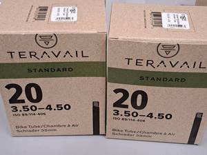 lot 1200 image: Lot of (2) Teravail Standard Bike Tubes 20x3.5-4.5
