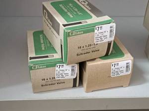 lot 1216 image: Lot of (3) Q Tubes Bike Tubes 16x1.25-1.50