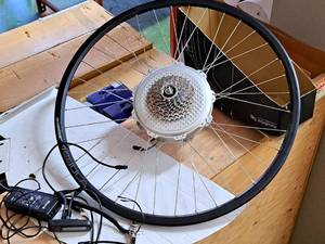 lot 166D image: Bionic 24 Rear Hub Motor and Wheel  Bontrager Tire Assembly