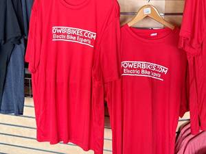 lot 186 image: Lot of (2) PowerBikes.com Electric Bike Experts Mens T-Shirts