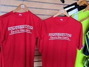 lot 190 image: Lot of (2) Size Small PowerBikes.com Electric Bike Experts T-Shirts