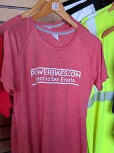 lot 192 image: Lot of (2) PowerBikes.com Electric Bike Experts Ladies T-Shirts
