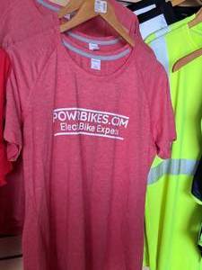 lot 191A image: Lot of (2) Size Large PowerBikes.com Electric Bike Experts Ladies T-Shirts