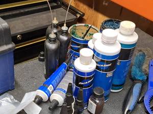 lot 1762 image: Lot of  Park Tool Bike Chemicals - Thread Locker, Assembly Compound, High Performance Grease, Bicycle Chain and Component Cleaner