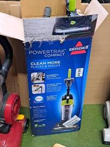 lot 1808 image: Bissell Powertrak Compact Canister Upright Vacuum (in original box)