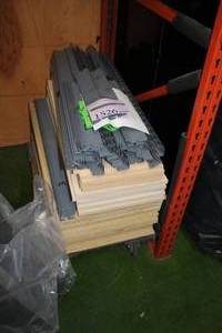 lot 1526 image: Wood ShelfMetal Frame Shelving Unit (unassembled)