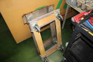 lot 1546 image: Lot of (2) 4-wheel Carpet Padded Wood Moving Dollys