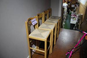 lot 1562 image: Lot of (4) 40-12 WoodWicker Bar Stools