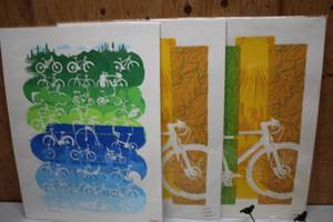 lot 1487 image: Lot of (3) Bicycling Prints, Unframed