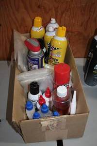 lot 1494 image: Lot of  Degreasers, WD40, Finish Line Chain Cleaner, Misc Bike Cleaners
