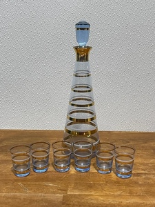 Mid Century Glass Decanter and Shot Glasses