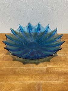 Mid Century Blue Glass Bowl