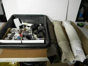 lot 12 image: Plumbing Supplies - Down Spouts and Outer Parts with Bin