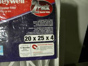 lot 40 image: Honeywell 2 Pack Air Cleaner Filters (20 X 25 X 4)