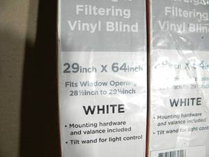 lot 52 image: 2 Packs of Bali 1 Light Filtering White Vinyl Blinds 29 X 64