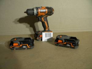 lot 61 image: Rigid 18V Cordless Drill w 3 Batteries