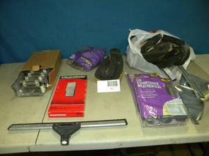 lot 111 image: Box of Miscellaneous Items (Weatherstrip, Squeegee, Air Conditioner WeatherSeal)