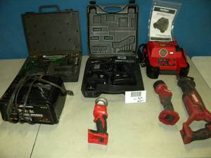 lot 112 image: Parts or Repairable Lot of Items (Drills, Battery Charger Jump Starter, Tools)