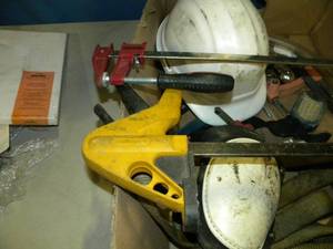 lot 115 image: Miscellaneous Lot of Clamps, Hard Hats, Jumper Cables and More)