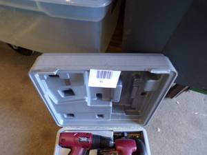 lot 15 image: 14.4 Volt Cordless Drill, Flashlight, Circular Saw, Case and 2 Batteries (No Charger)
