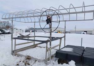 lot 2 image: Aluminum Boat Lift 2,500 lb. Capacity, Canopy Measures 8-foot X 20-foot - Missing Cover