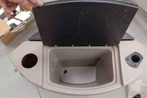 lot 51 image: Used Plastic Corner Table with Storage for a Pontoon