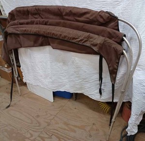 lot 92 image: Used Maroon Bimini Top without Bimini Boot Approx. 5.5 -feet wide
