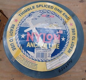 lot 110 image: New Spool of Nylon Anchor Line - Ready to Use Twisted White Nylon 12-inch X Approx. 200 -feet