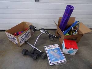 Exercise Lot Dumbbells, Peddle machine and more