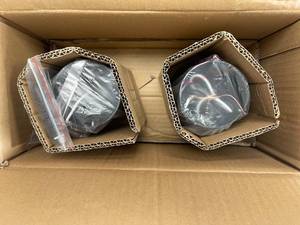 lot 104 image: Beionxii Set of Two 19 in. Cast Aluminum Black Pillar Outdoor Post Lights with Tempered Glass