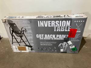 lot 26 image: Body Vision IT9550 Deluxe Gray Inversion Table with Adjustable Head Pillow & Lumbar Support Pad