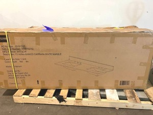 lot 11 image: Home Decorators Collection 73 in. W x 22 in. D Bianco Carrara White Marble Double Basin Vanity Top with White Basins