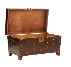 lot 52 image: Nailhead Espresso Coffee Table Trunk with Lift Top Lid and Storage