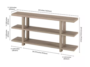 lot 54 image: Acosta 64 in. Antiqued Gray Oak Standard Rectangle MDF Console Table