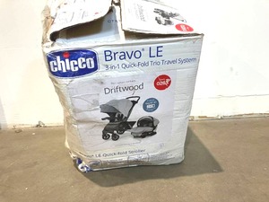 lot 98 image: Chicco Bravo LE Trio Travel System - Infant Car Seat, Car Seat and Stroller Combo in Driftwood Grey