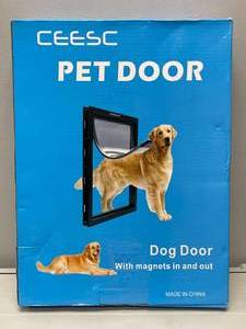 lot 138 image: Ceesc Large White PVC Plastic Pet Door with Soft Transparent Magnetic Flap and Snap-in Closing Panel