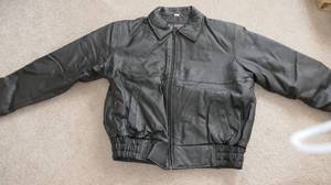 New Mens Med Black leather jacket with PGA Partners logo