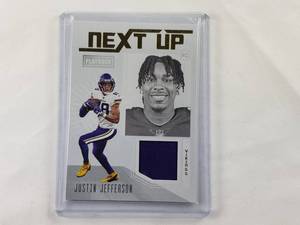 lot 36 image: Justin Jefferson Rookie Relic Panini Next Up Playbook # NU-14