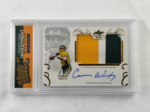 lot 54 image: Carson Wentz Leaf Trinity 2012 Autographed & Slabbed PA-CW1