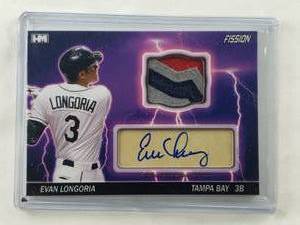 lot 72 image: Evan Longoria HM Fission Autographed Relic Numbered 11, D-18 Hits Cards 17783