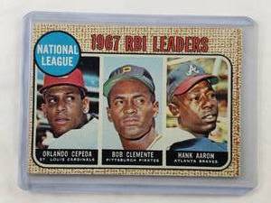 lot 103 image: 1967 National League RBI Leaders Hank Aaron, Bob Clemente, Orlando Cepeda Topps No. 3