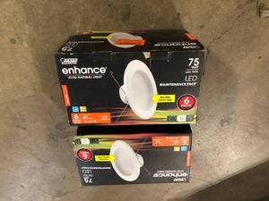 2 Lots of 56 in. 75W Equivalent Soft White 2700K Dimmable CEC Integrated LED Retrofit White Recessed Light Trim Downlight(6-Pack) by Feit Electric   Customer Returns See Pictures