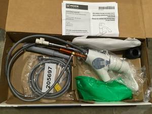 lot 12 image: Renzo Single-Handle Pull-Out Sprayer Kitchen Faucet in Glacier by MOEN   Customer Returns See Pictures