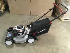 lot 20 image: 22 in. 140 cc Briggs & Stratton Walk Behind Gas Self-Propelled Lawn Mower with Front Wheel Drive and Bagger by Murray   Customer Returns See Pictures