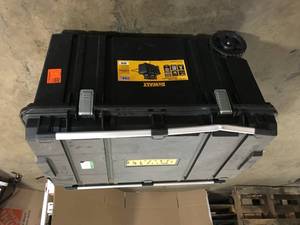 lot 31 image: Tough Chest 38 in. 63 Gal. Mobile Tool Box by DEWALT Customer Returns See Pictures