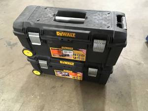 lot 46 image: 2 Lots of 28 in. 12 Gal. Mobile Tool Box by DEWALT  Customer Returns See Pictures